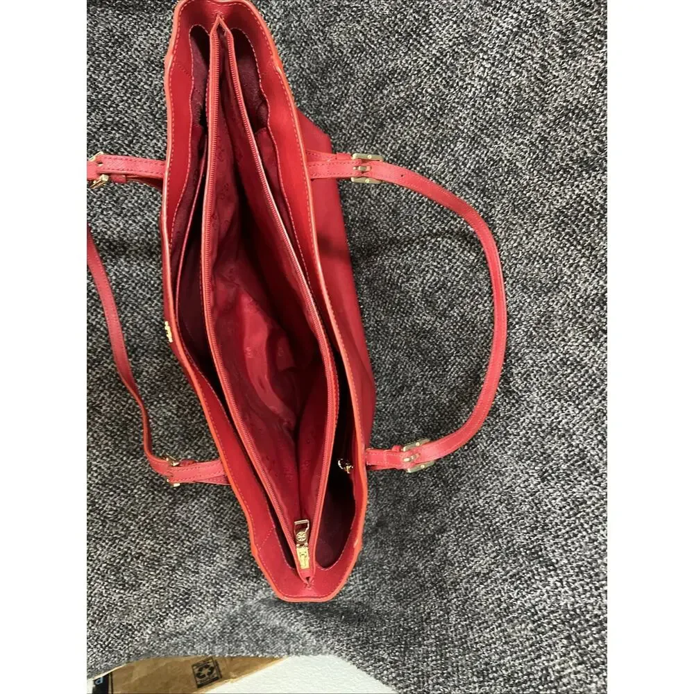 TORY BURCH Red Saffiano Leather York Tote Large Adjustable Shoulder Bag Carryall